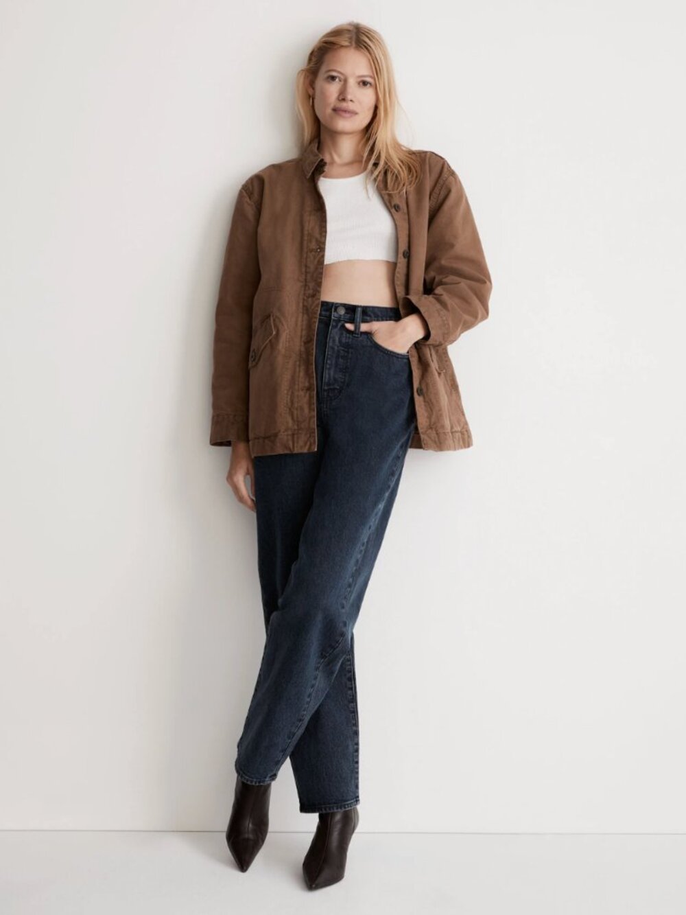Madewell Garment-Dyed Crockett Canvas Jacket in Weathered Walnut